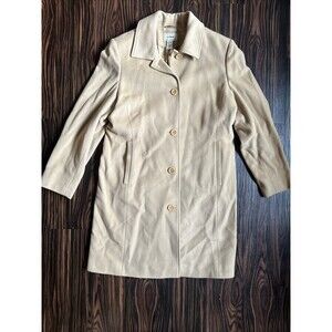 Vtg LL Bean Women’s Wool Cashmere Pea Coat 18 Camel Outdoor Elegant Academia